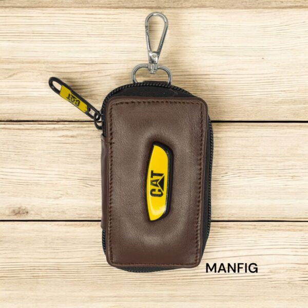 Manfig Cat Premium Stylish Leather Zipper Key Holder Wallet for Men - Image 3