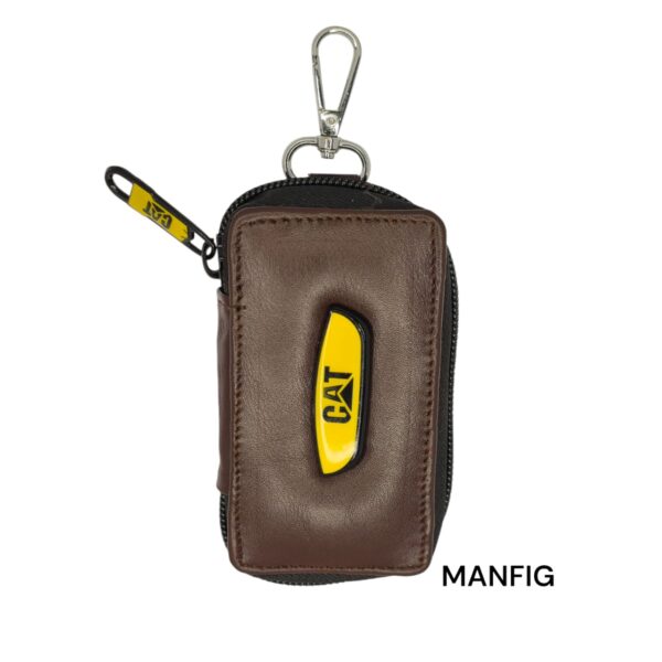 Manfig Cat Premium Stylish Leather Zipper Key Holder Wallet for Men