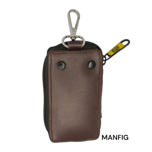 Manfig Cat Premium Stylish Leather Zipper Key Holder Wallet for Men - Image 2